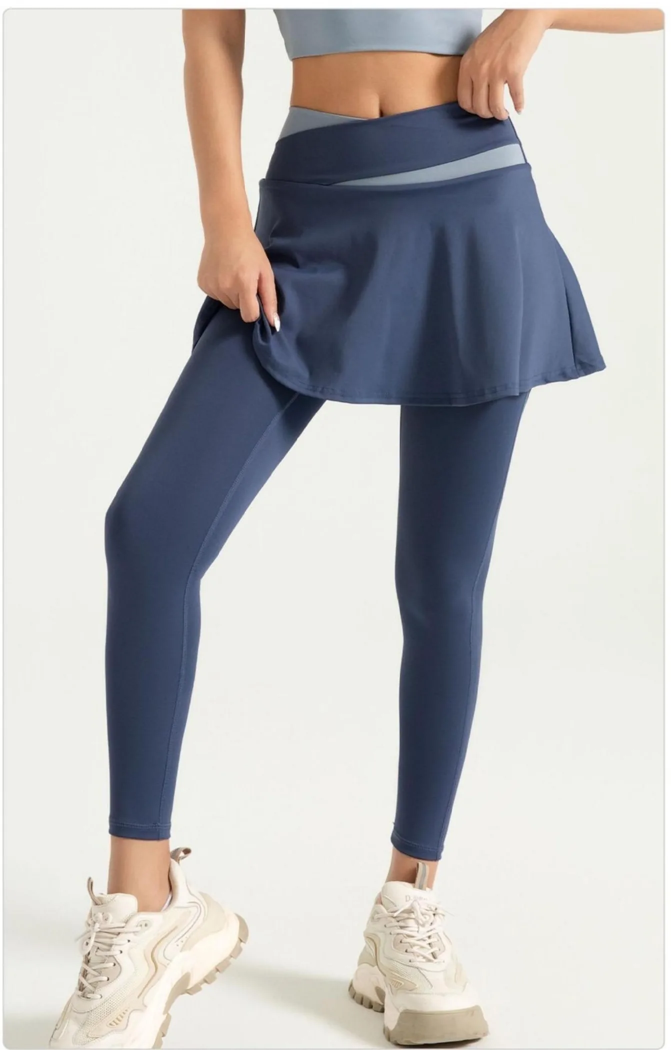 Peach Color-Block Skirted Leggings