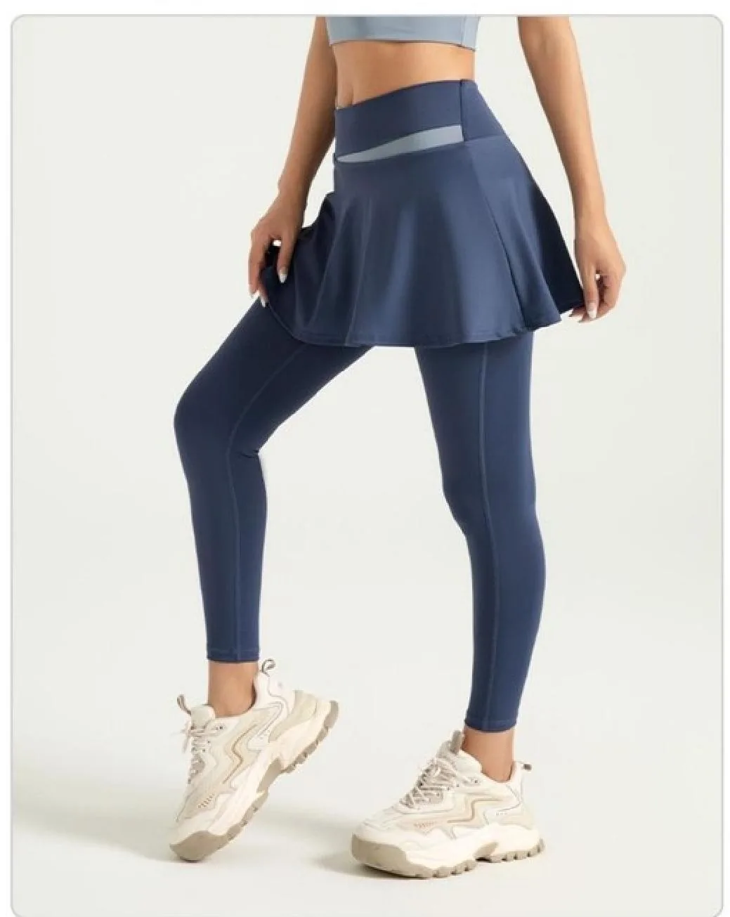 Peach Color-Block Skirted Leggings