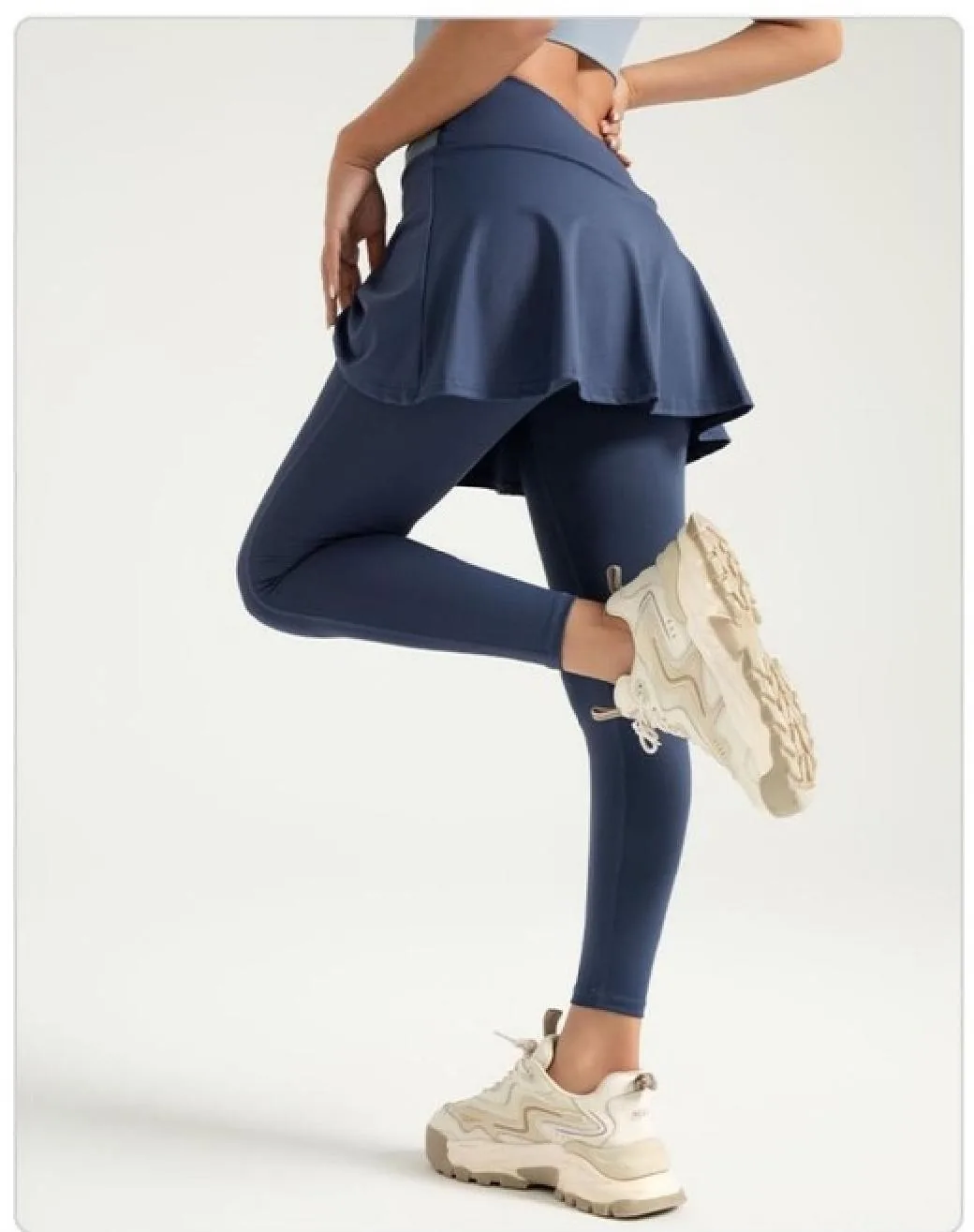 Peach Color-Block Skirted Leggings