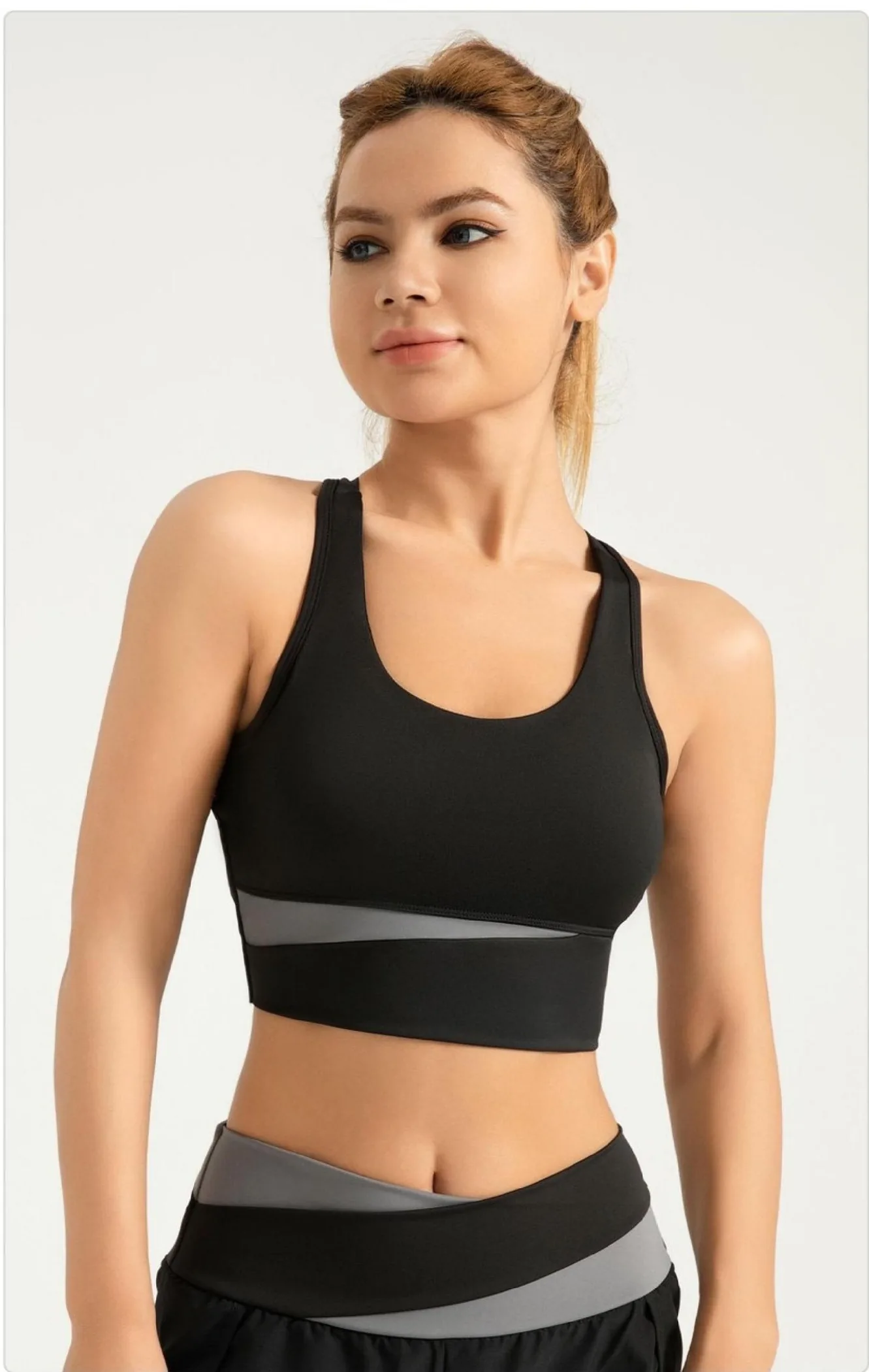 Peach Color-Block Sports Bra