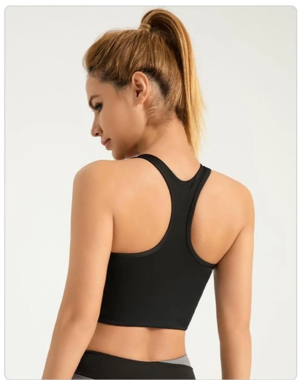 Peach Color-Block Sports Bra