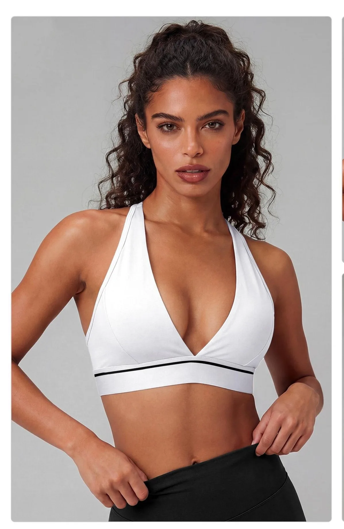 Peach V-Neck Sports Bra