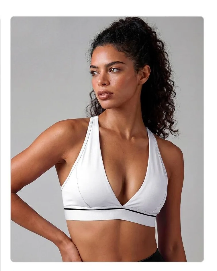 Peach V-Neck Sports Bra