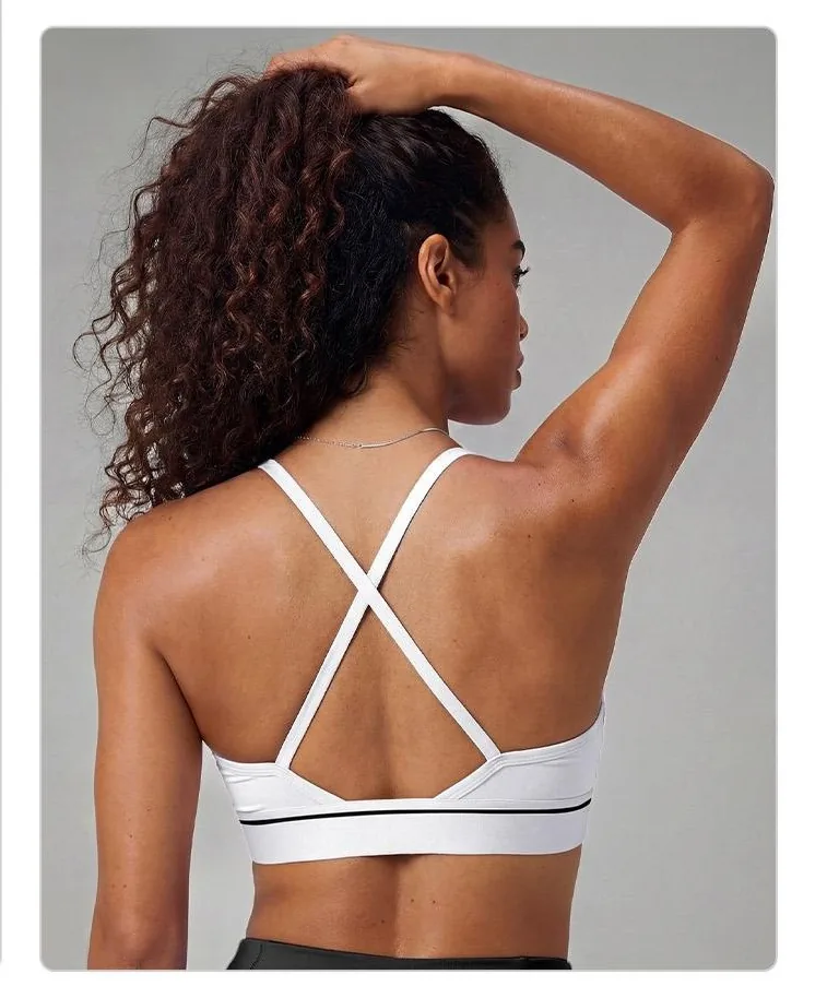 Peach V-Neck Sports Bra